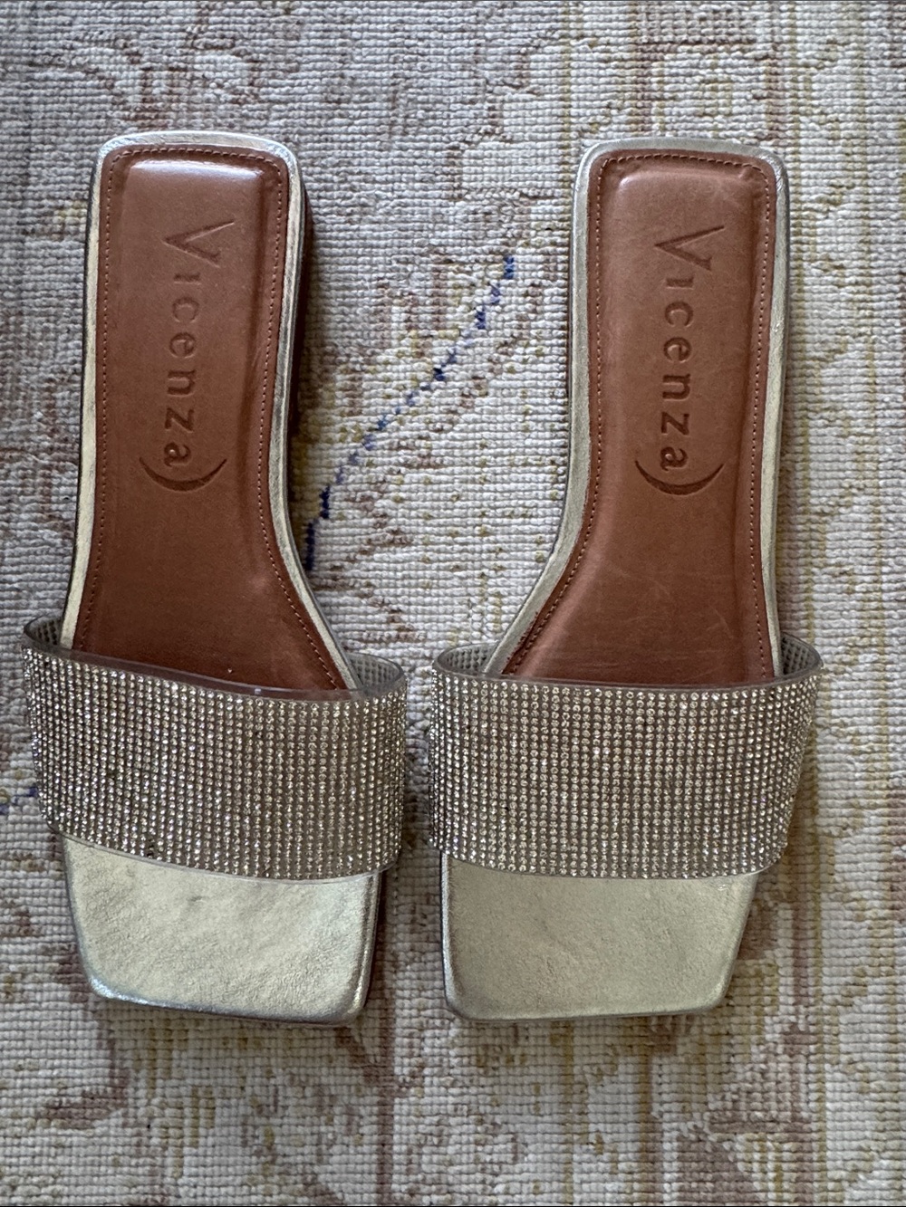 Anthropologie Vicenza Metallic Slide Sandals Size 7 - Picture 2 of 8